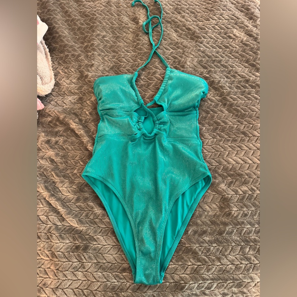 Cupshe Teal Shimmer One-Piece Swimsuit